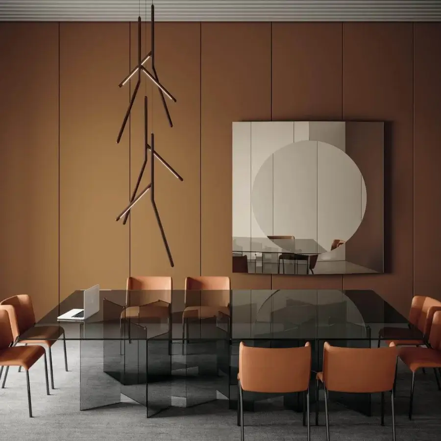 Elegant Tonelli Design Central mirror with a neutral beige circular design and smooth matte finish