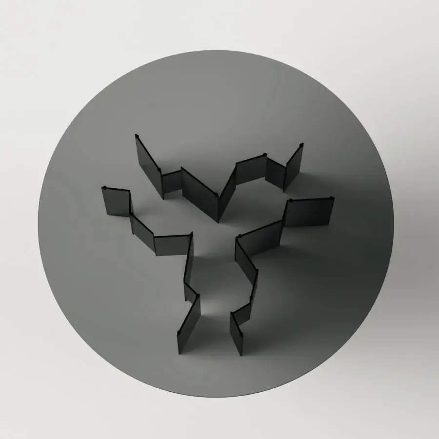Architectural Tonelli Design Metropolis table with a matte gray glass top and abstract extra-clear or smoked glass base construction