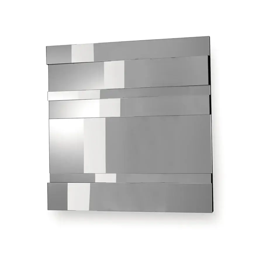 Avant-garde Tonelli Design Fittipaldi mirror with layered mirror strips and matt black lacquered metal structure
