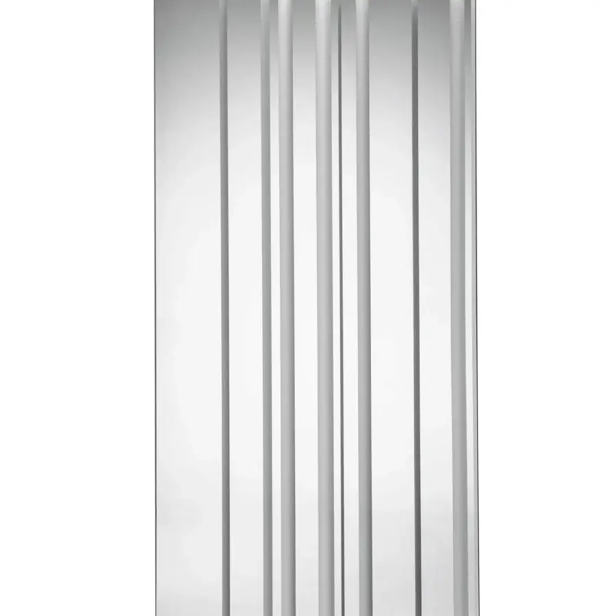 Distinguished Tonelli Design Barcode mirror crafted in alternating mirrored and transparent bands with a smooth silver finish