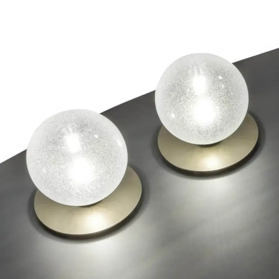 Superior Reflex Bulles XL table lamp with translucent speckled glass and satin brass metallic support
