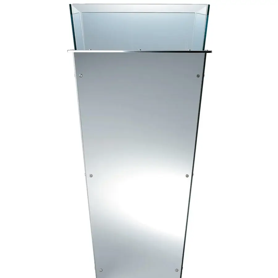Elegant Tonelli Design Amon planter with trapezoidal silhouette built in mirrored glass and silver finish