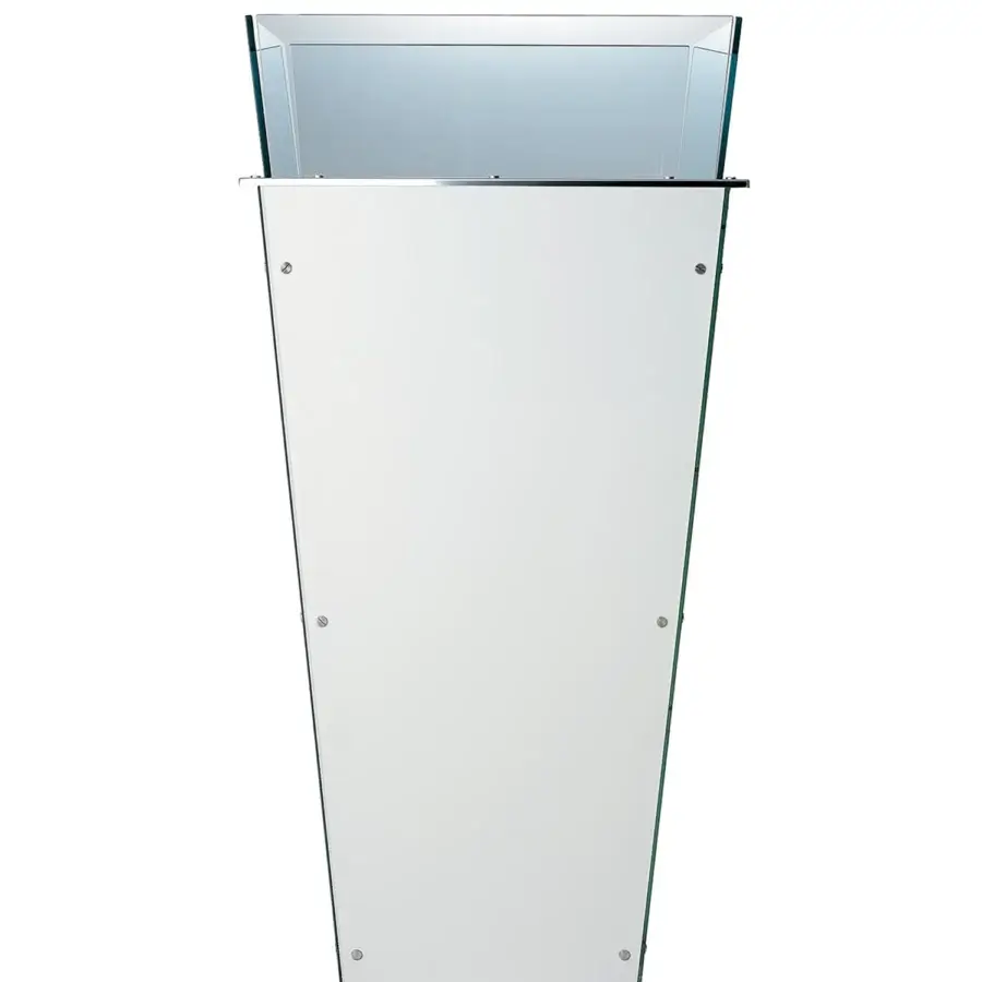 Exclusive Tonelli Design Amon planter in white lacquered glass with visible stainless steel accents and transparent sections