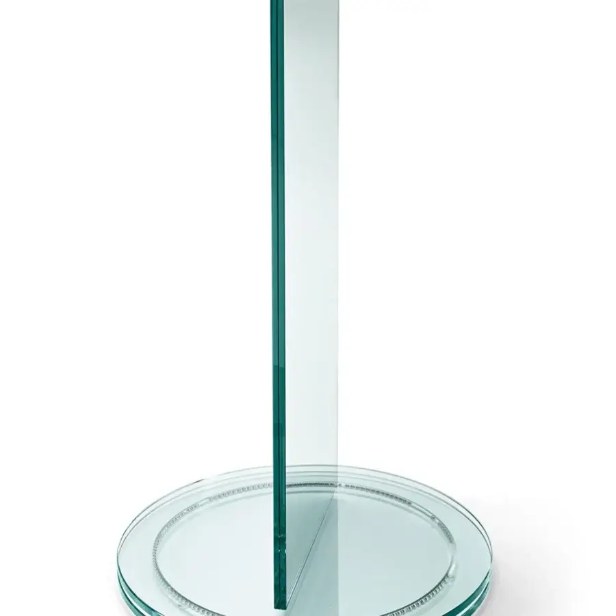 Superior Tonelli Design Soglia mirror with revolving glass base and subtle green-tinted glass pane