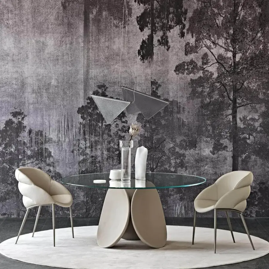 Superior Cattelan Italia Camilla ML armchair with neutral textile upholstery and embossed lacquered steel base