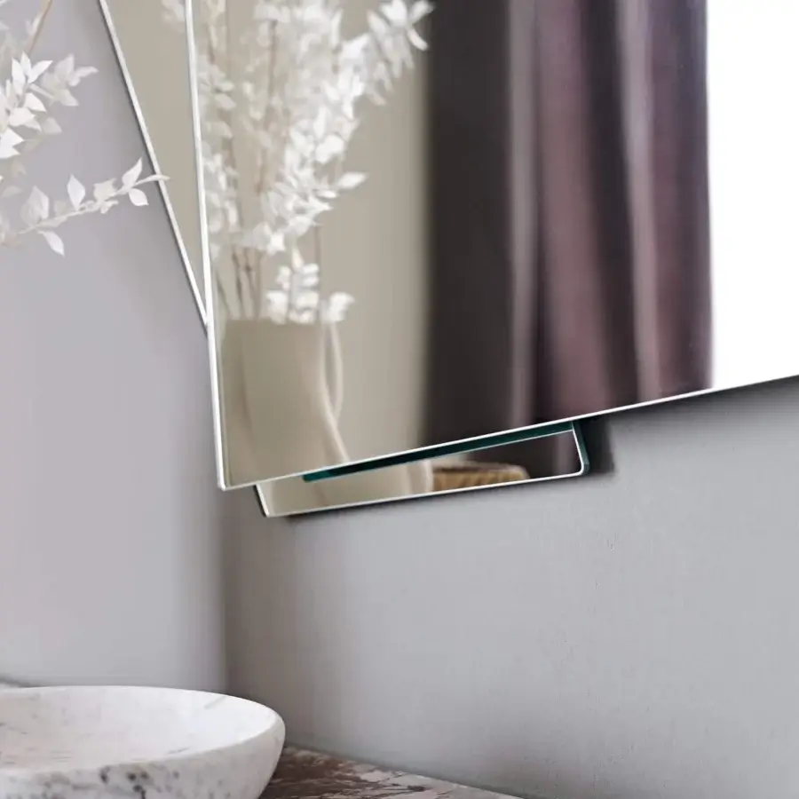 Superior Cattelan Italia Risiko mirror with geometric mirrored glass construction and overlapping rectangular surfaces