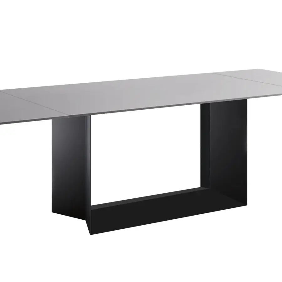 Captivating Tonelli Design T5 table with a light gray top and dark matte U-shaped base creating visual harmony