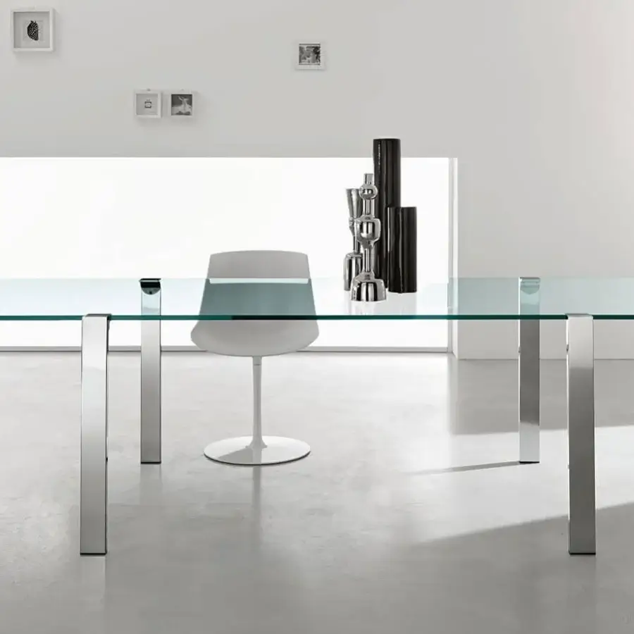 Distinguished Tonelli Design Livingstand table with tempered glass top and glossy chrome metallic legs