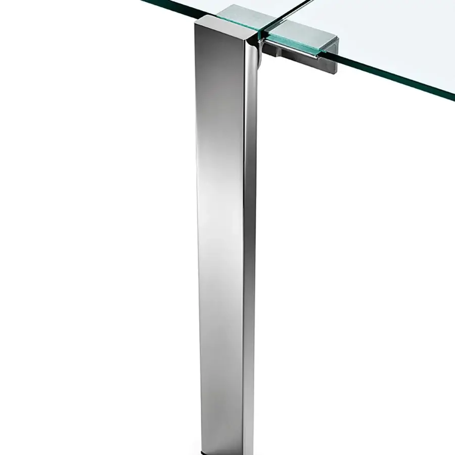 Elegant Tonelli Design Livingstand table with tempered glass and chrome-plated square metal leg