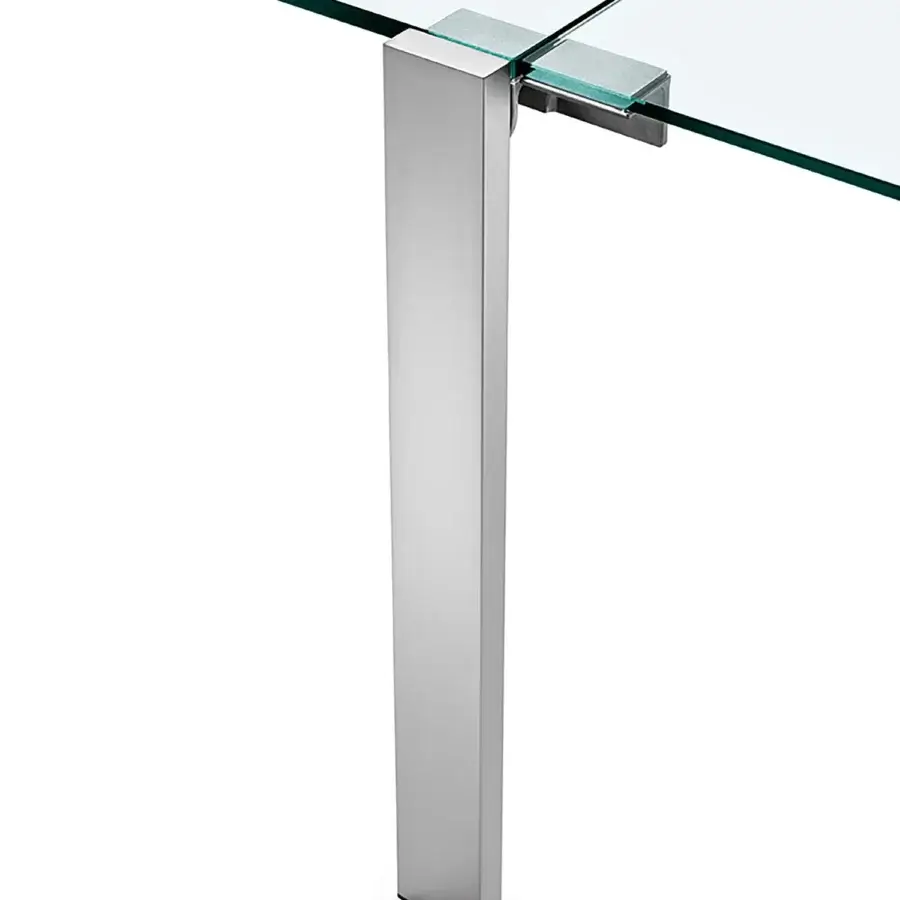 Superior Tonelli Design Livingstand table with tempered glass and chrome-plated legs showcasing a minimalist aesthetic