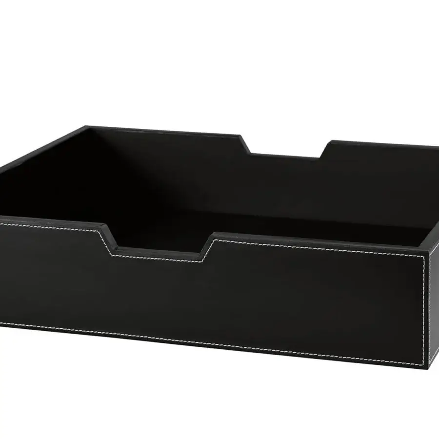 Distinguished Tonelli Design Grattacielo nightstand in glass with a black leather drawer and white stitching