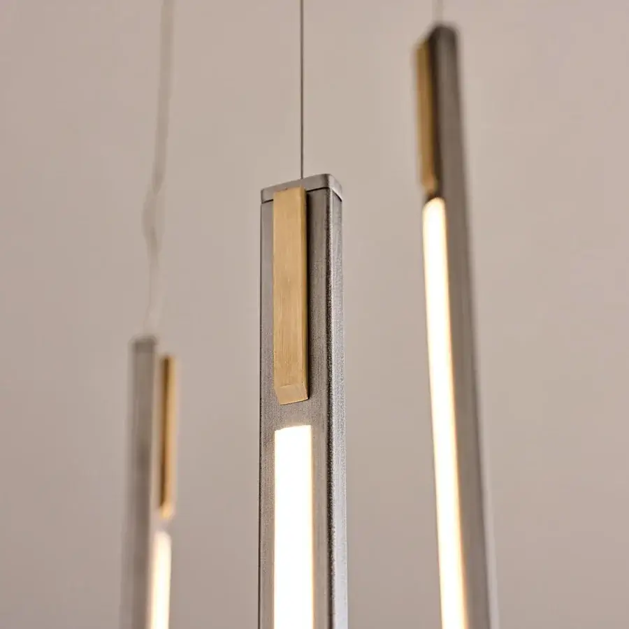 Distinguished Cattelan Italia Nahun suspension lamp crafted in satin iron grey embossed lacquered steel with refined brass details