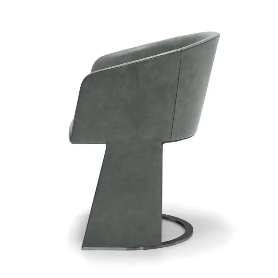 Exceptional Arketipo Numa armchair in smooth matte gray textile with a uniform finish and brushed steel base