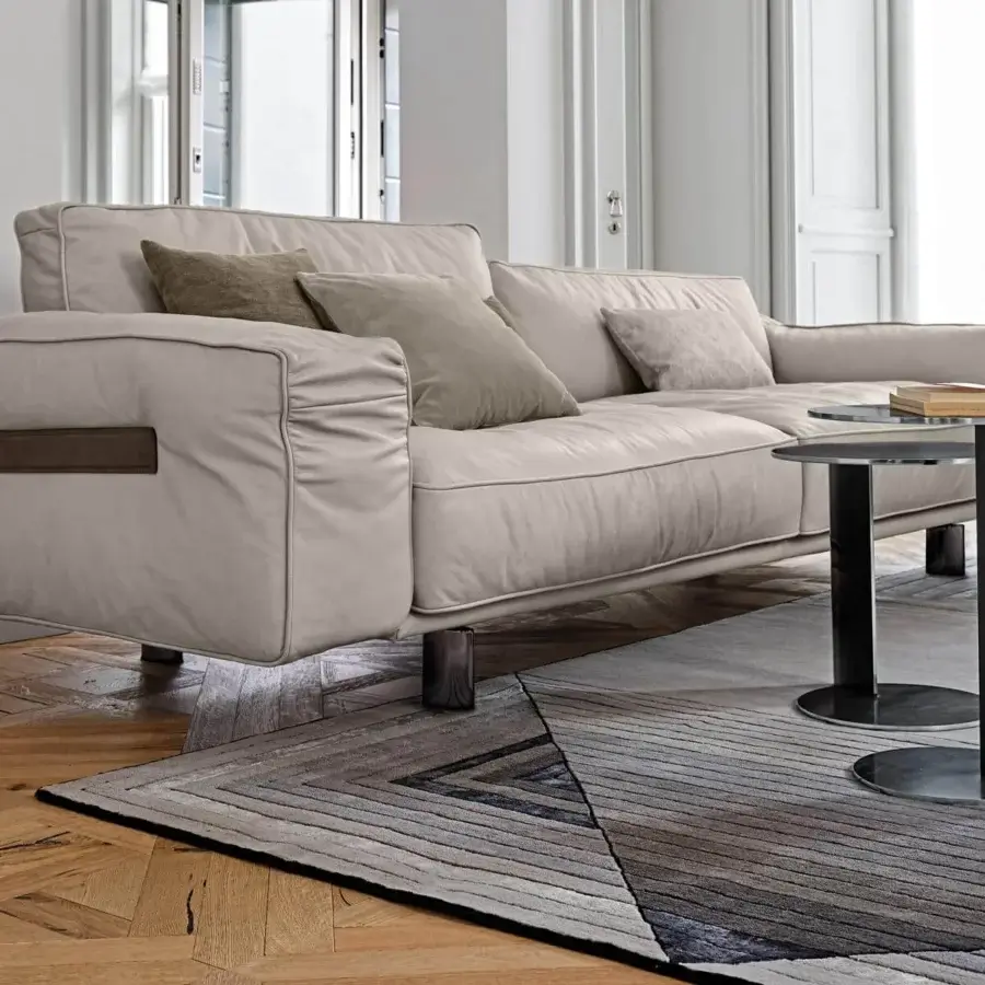 Elegant Arketipo Joystick side table with joined glass discs and dark matte finished metal support