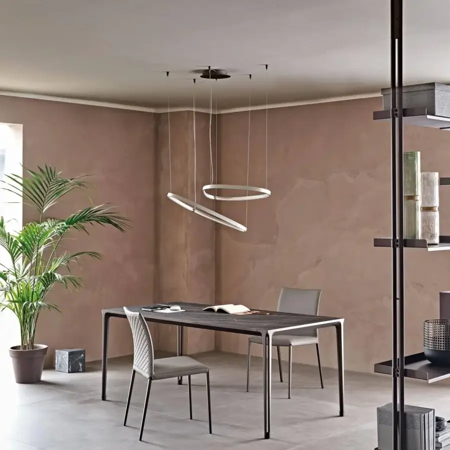 Superior Cattelan Italia Boulevard table with dark matte Marmi ceramic top and embossed lacquered aluminum frame