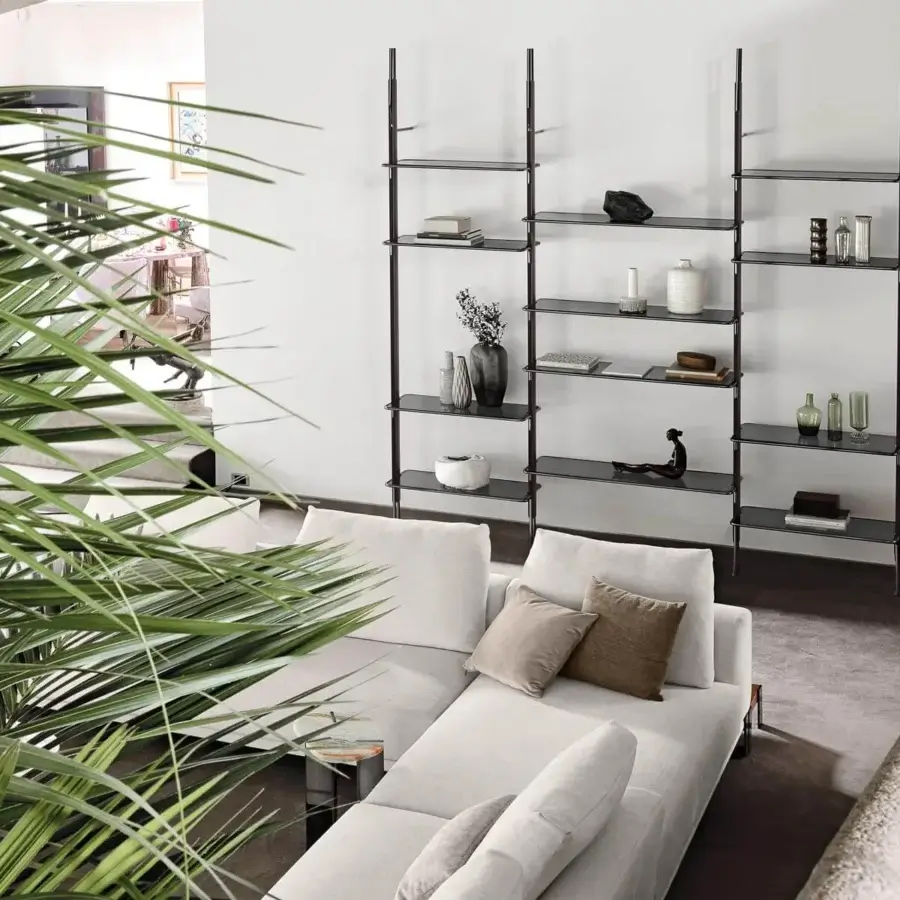 Exceptional Arketipo That's Life sectional in light cream textile with angled armrests and matte finish
