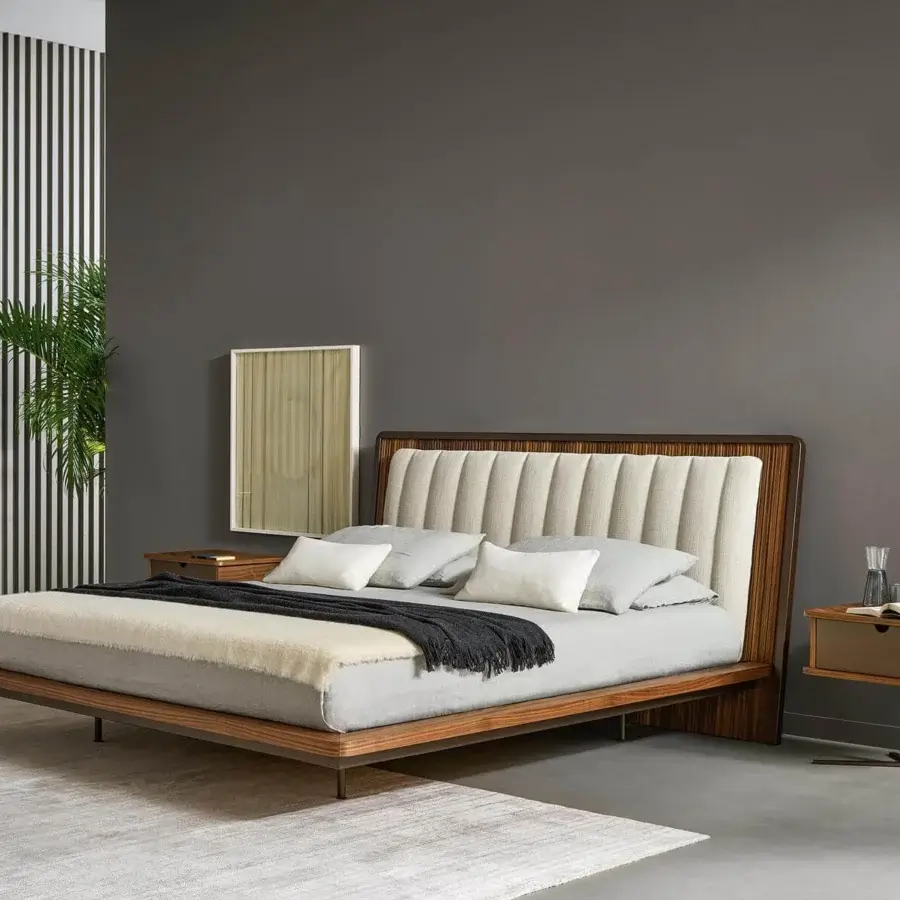 Superior Bonaldo Nelson nightstand with Canaletto Walnut veneer and a matt lacquered bronze finish
