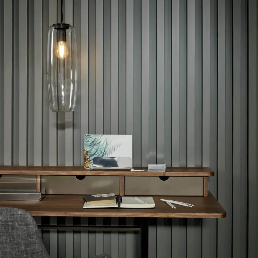 Superior Bonaldo Nelson desk with Canaletto Walnut veneer and bronze lacquered wood drawers supporting a minimalist design