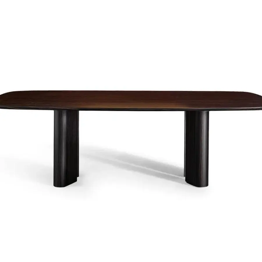 Captivating Bonaldo Geometric table with ebony veneered wood legs and dark brown stained wood tabletop