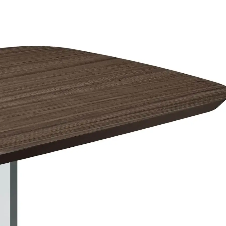 Distinguished Reflex Monolite table with dark-stained wood and transparent glass legs showcasing a captivating juxtaposition of materials