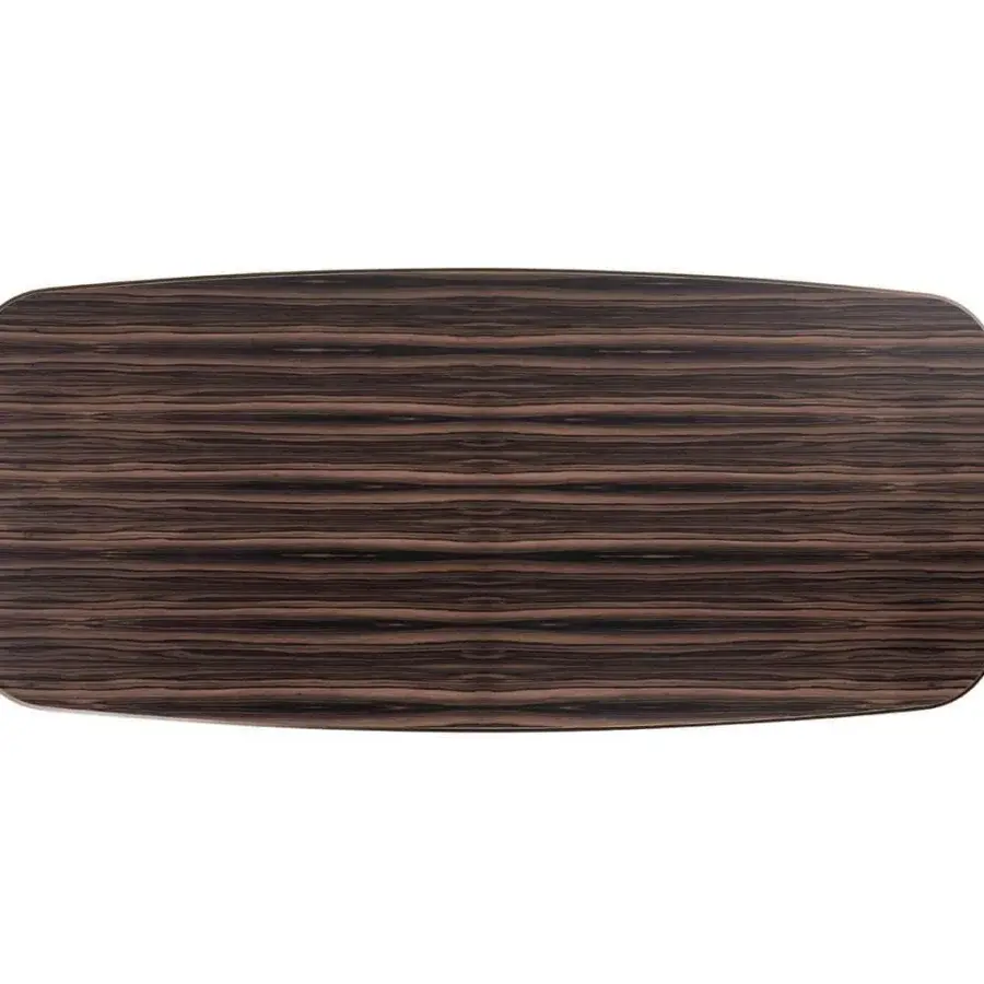 Superior Reflex Monolite table with beveled bronze lacquered wood and glossy horizontal wood grain patterns