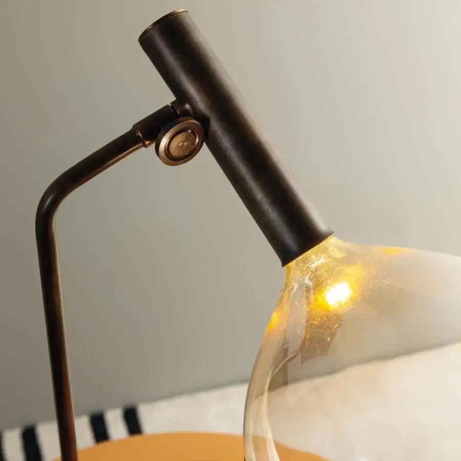 Superior Bonaldo Sofi table lamp with warm amber borosilicate glass and burnished brass crafted in Italy