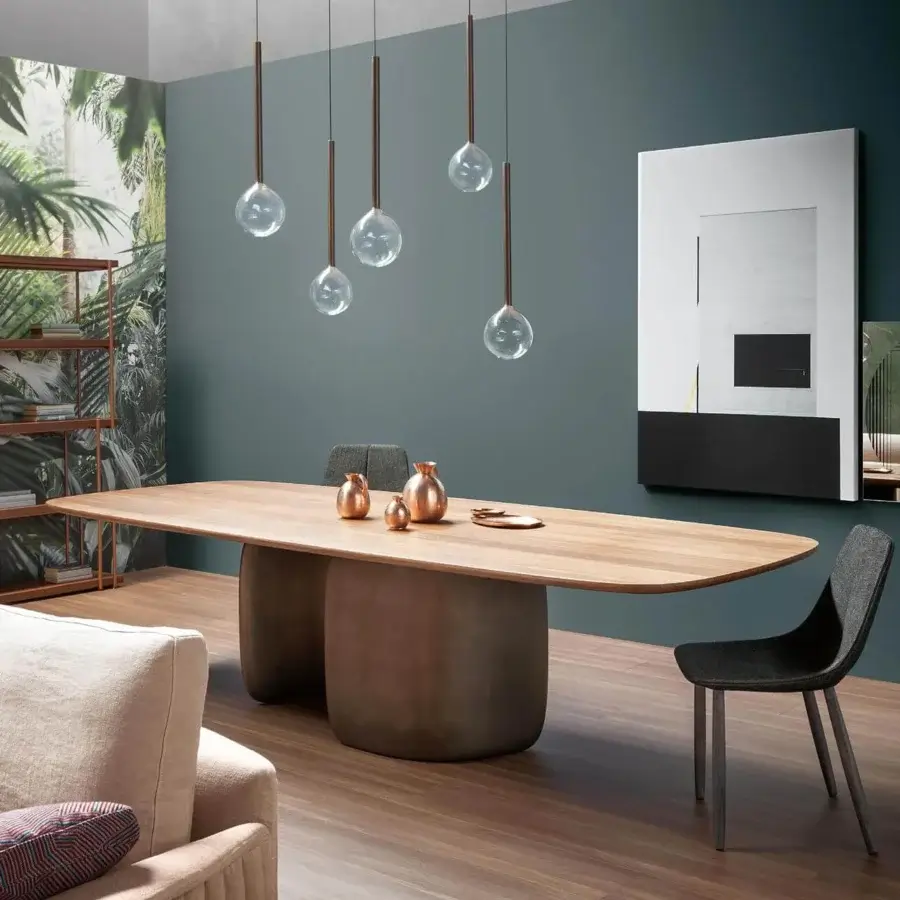 Distinguished Bonaldo Sofi suspension lamp with a borosilicate glass globe and burnished brass cylinder crafted in Italy