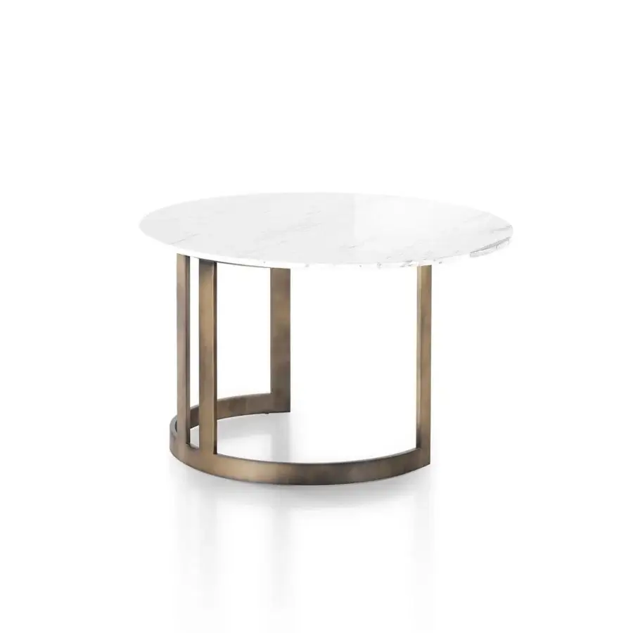 Exclusive DV Home Collection Hollywood coffee table with white top and bronze-like stainless steel base