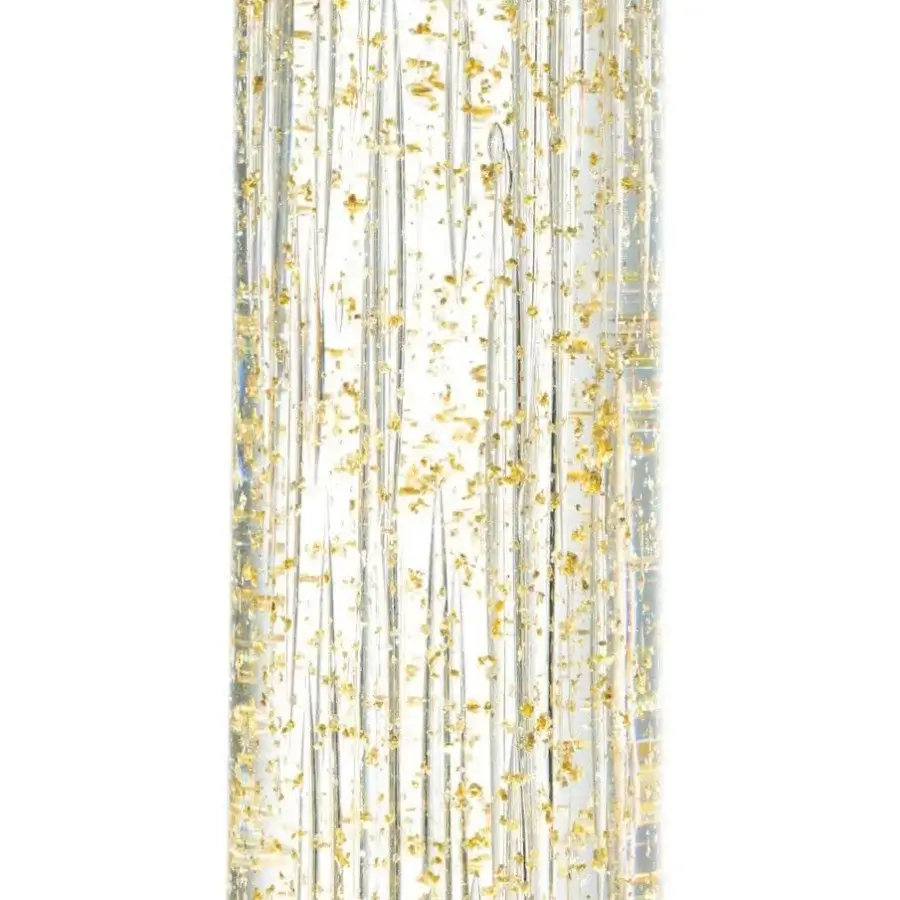 Distinguished Reflex Lucciola suspension lamp crafted in transparent Murano glass with gold metallic flakes and bronze finish