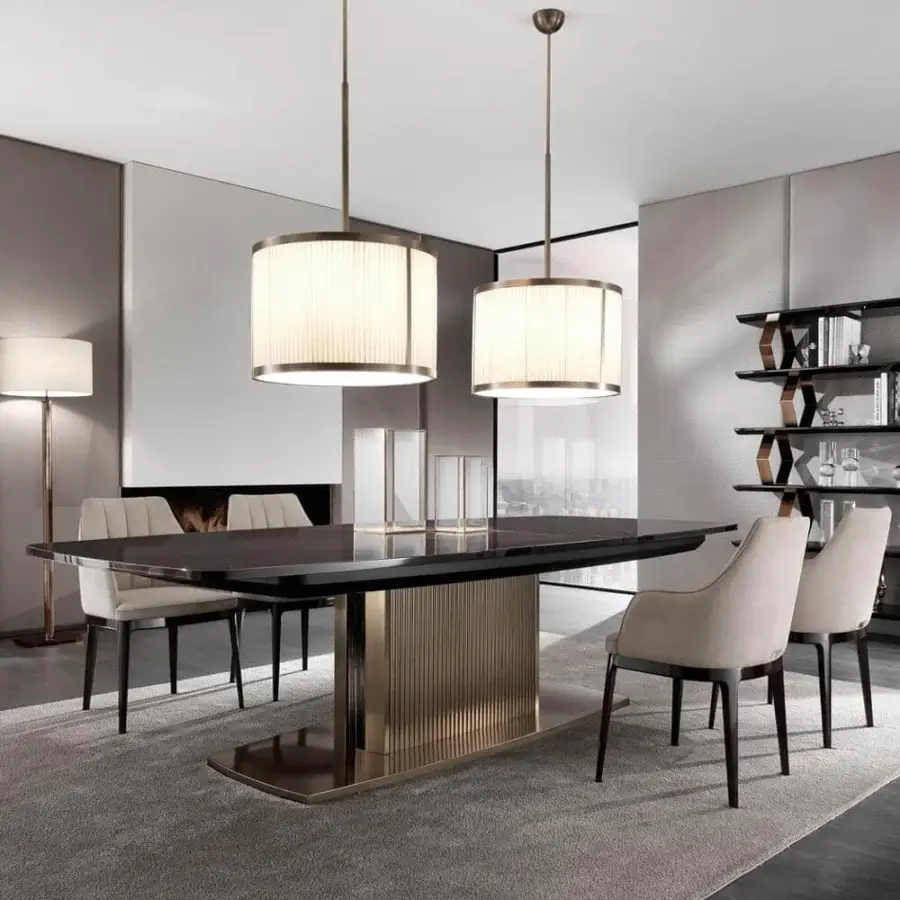 Distinguished DV Home Collection Windsor suspension lamp with light cream cannetè fabric and bronze metal accents in a satin finish