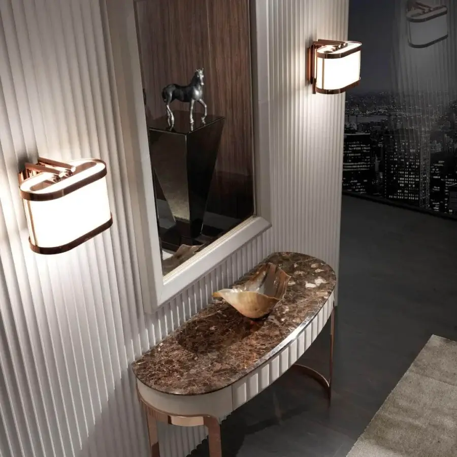 Distinguished DV Home Collection Adler mirror crafted in light leather with a refined metal insert and natural beveled glass