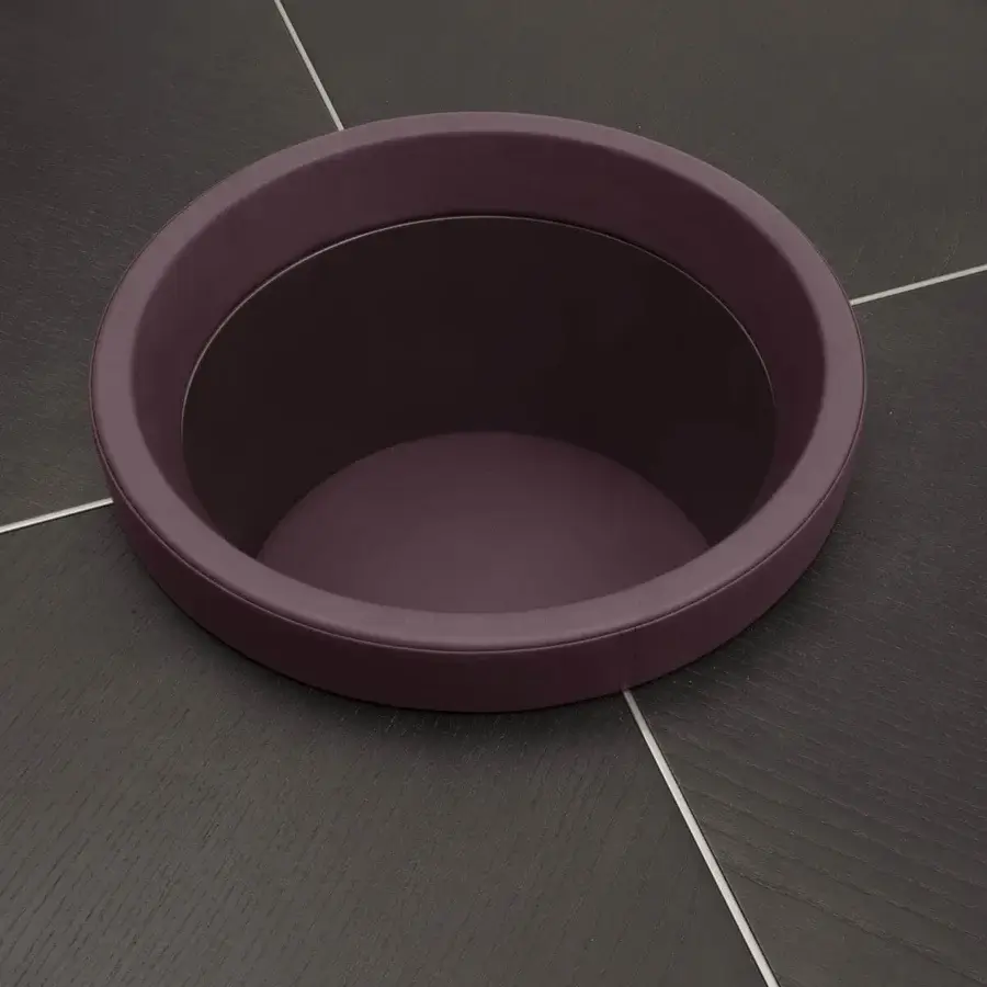 Distinguished Giorgetti Ray coffee table with plum leather storage and dark matte ash frame built with painted metal joints