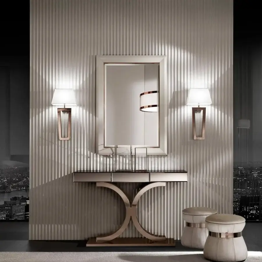 Superior DV Home Collection Deco wall lamp with warm bronze metal and refined off-white fabric lampshade