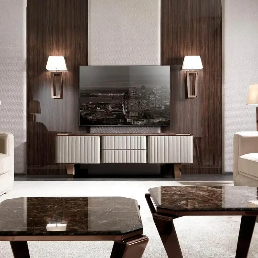 Superior DV Home Collection Deco wall lamp with a white textile lampshade and warm-toned metal structure crafted in Italy