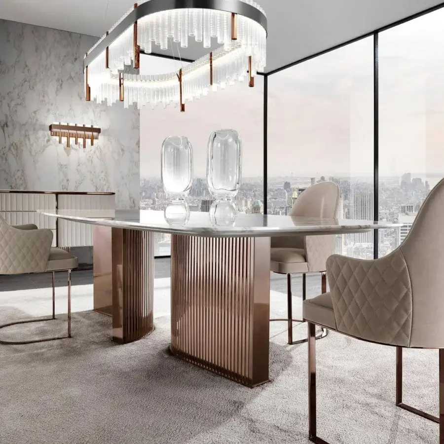 Distinguished DV Home Collection Elite Plaza suspension lamp with hexagonal metal columns and transparent cannetè glass cylinders in matte black finish