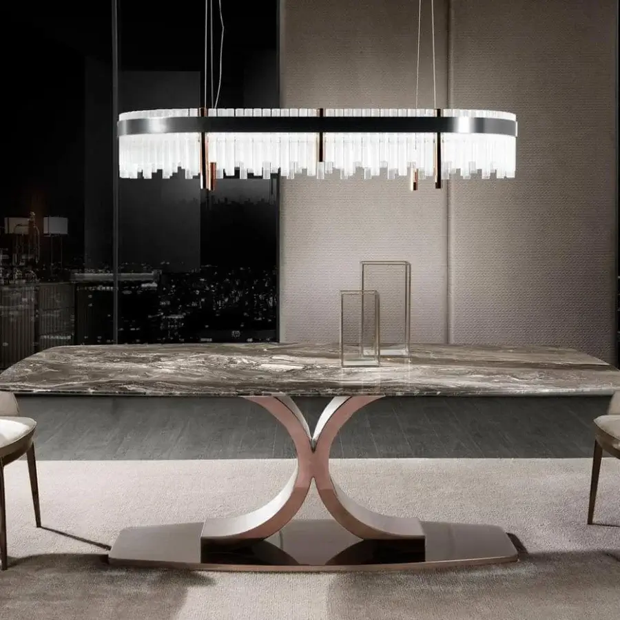 Superior DV Home Collection Elite Plaza suspension lamp with transparent cannetè glass cylinders and glossy metal structure