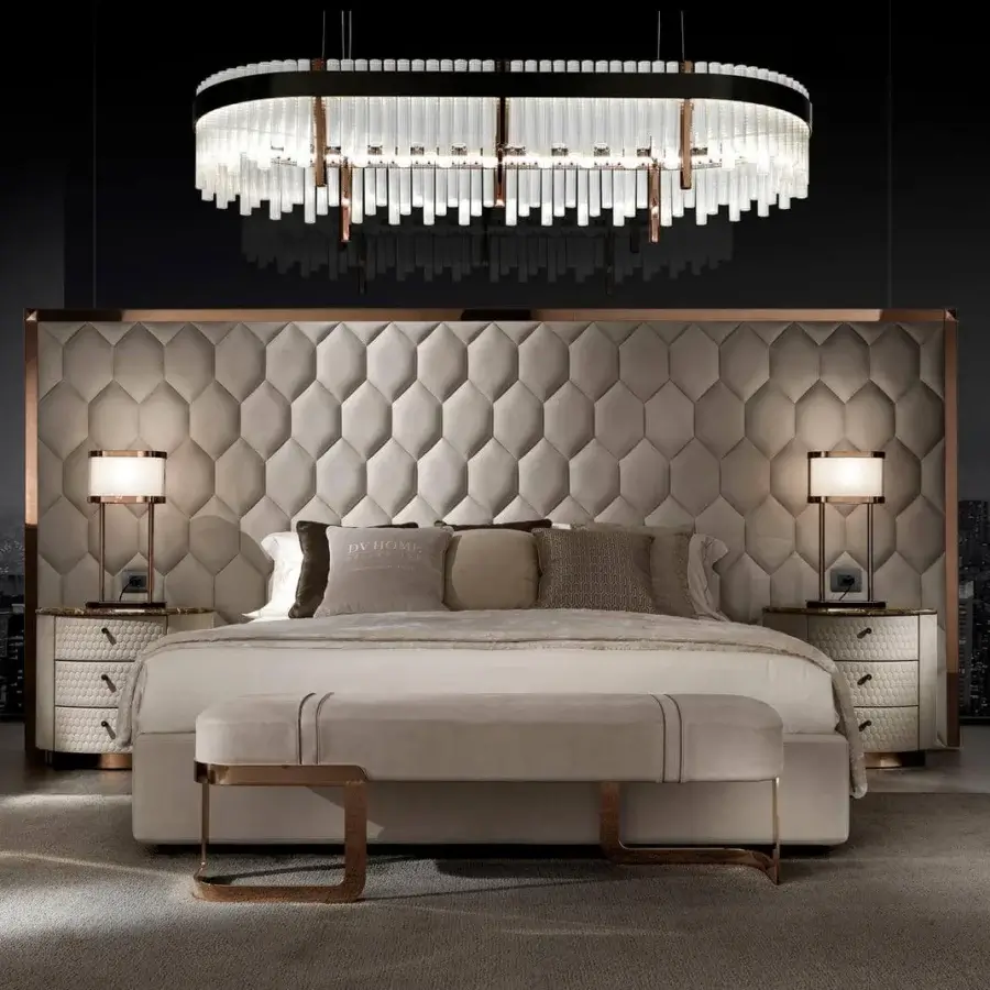 Distinguished DV Home Collection Elite Plaza suspension lamp with transparent cannetè glass cylinders in a copper-toned metal structure