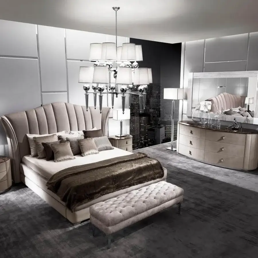 Superior DV Home Collection Vogue nightstand with supple leather and stainless steel base exhibiting sleek lines