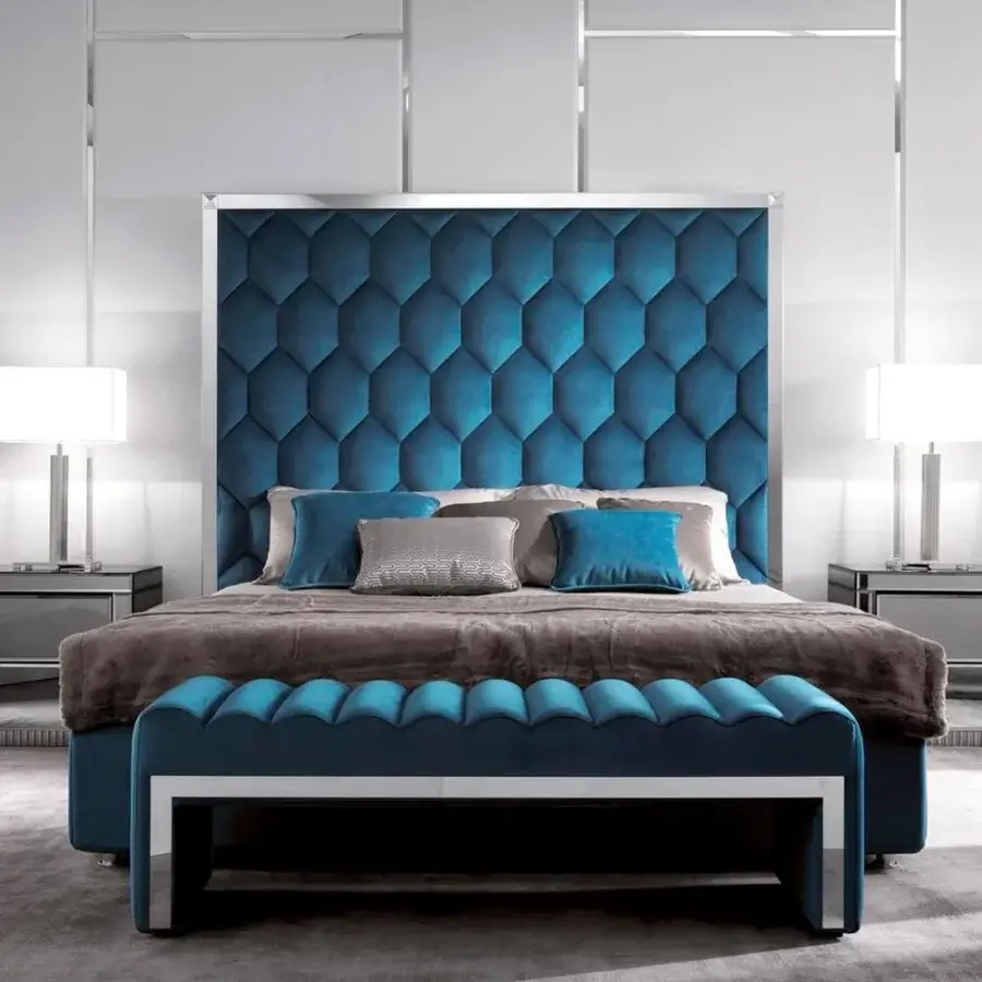 Superior DV Home Collection Windsor table lamp with teal fabric lampshade and high-end metal structure crafted in Italy
