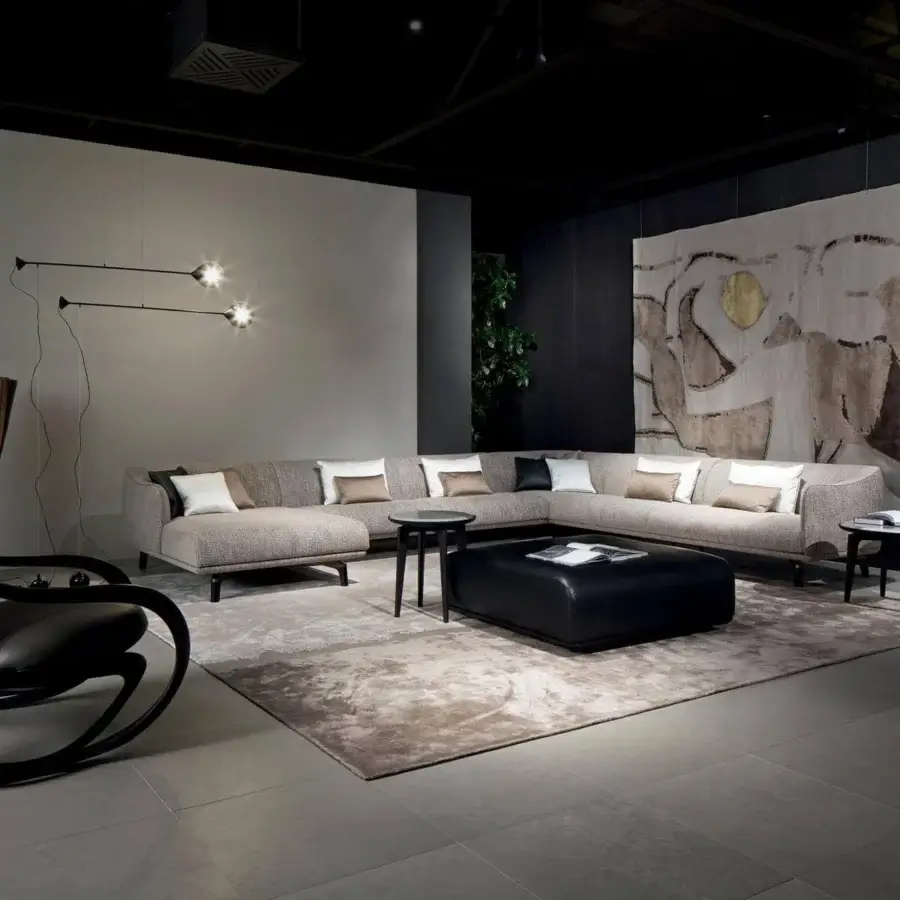 Harmonious Giorgetti Blend side table with bronze lacquered ash wood and glossy round top built with slender legs
