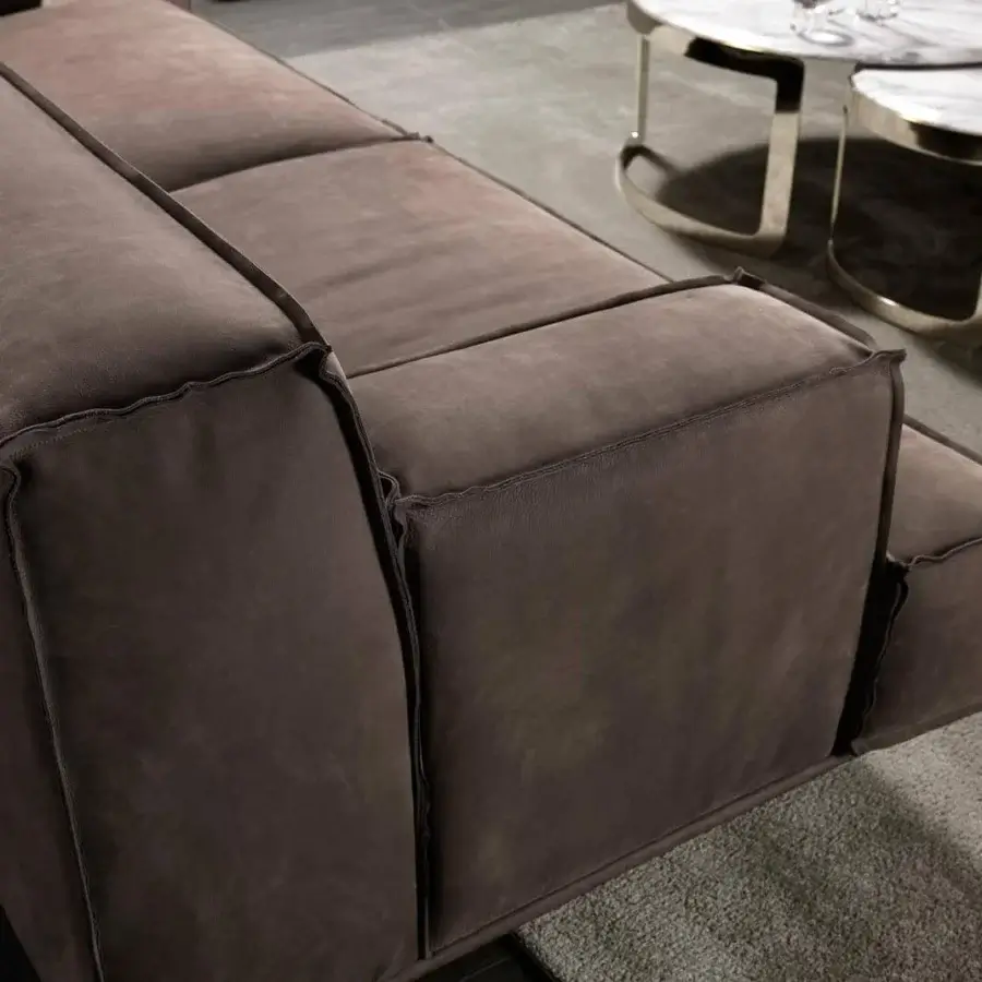 Distinctive DV Home Collection Heritage sofa crafted in Italy with refined fabric and deep brown matte finish