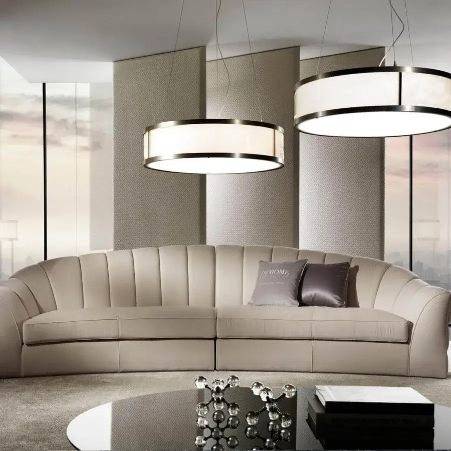 Exceptional DV Home Collection Epoque sofa crafted in Italy with smooth matte cream textile, quilted front and tufted back
