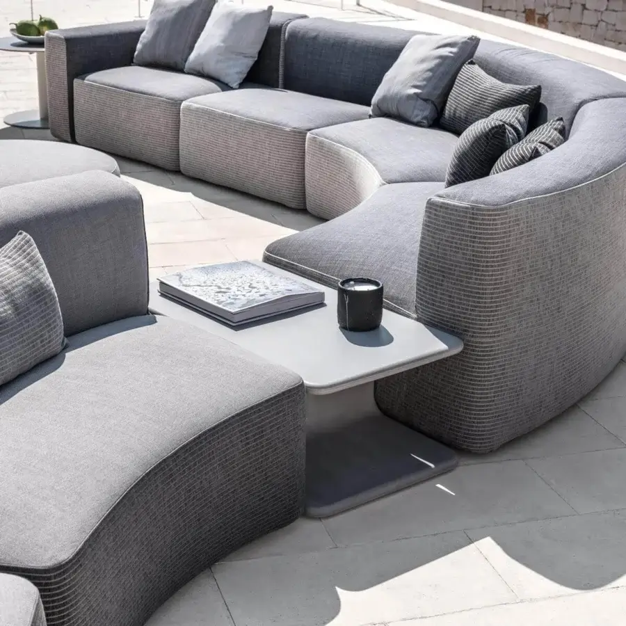 Distinguished Varaschin Belt side table with durable cement structure and subtly textured matte gray finish