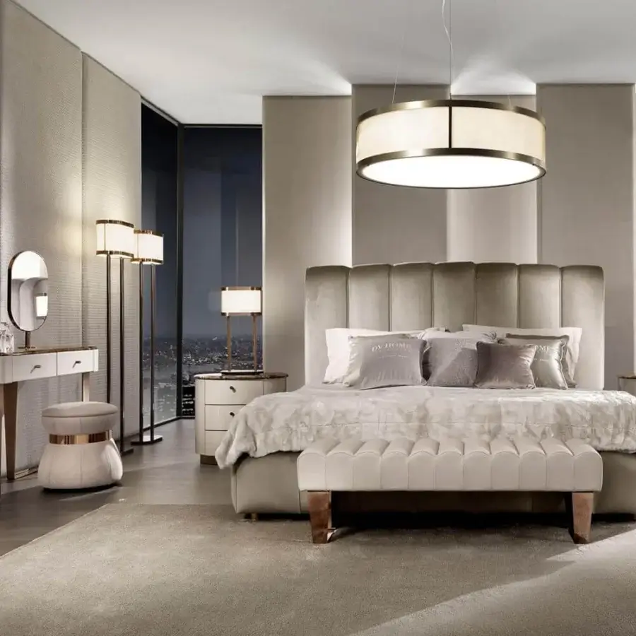 Exceptional DV Home Collection Deco vanity with glossy white lacquered MDF, beechwood plywood and angled gold metal legs