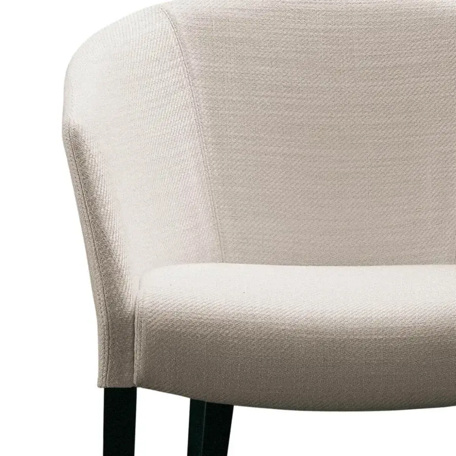 Superior Giorgetti Margot armchair with textured light beige upholstery and dark finished solid beech wood legs