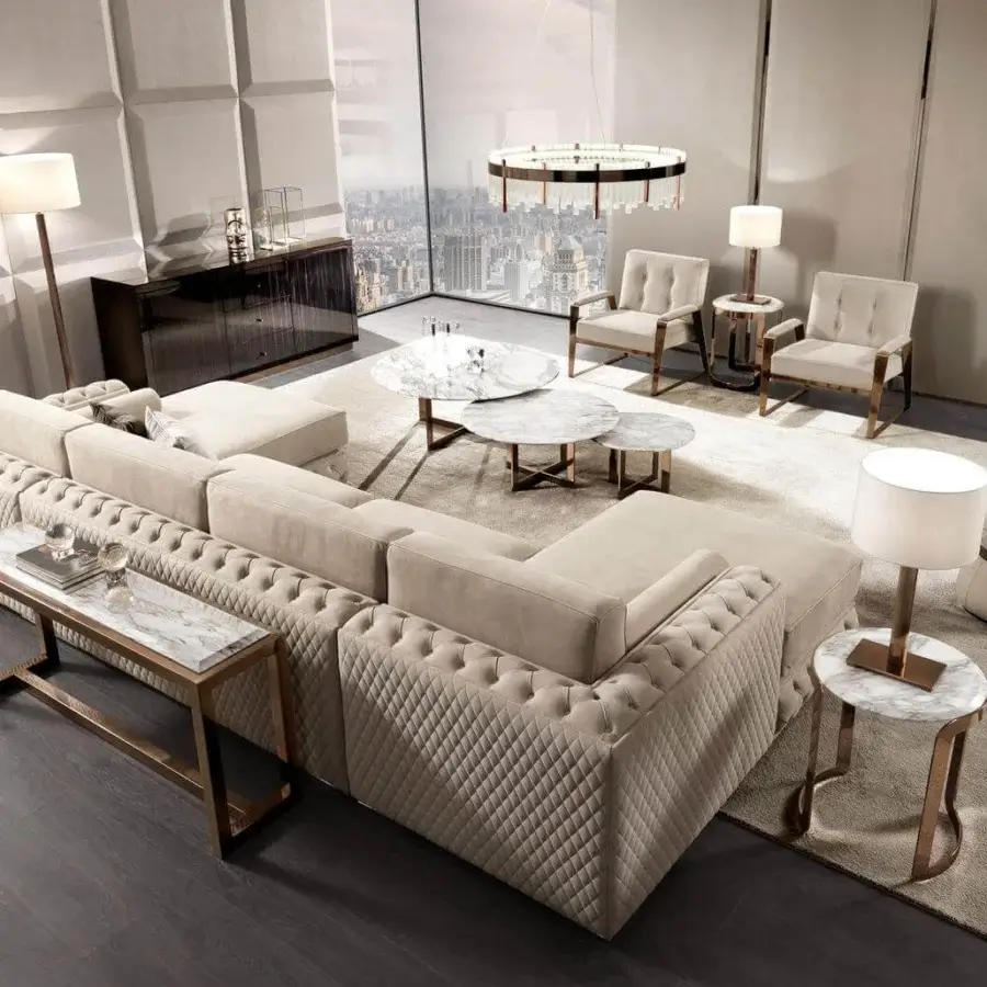 Elegant DV Home Collection Coco side table with Emperador Dark marble top and high-end steel base