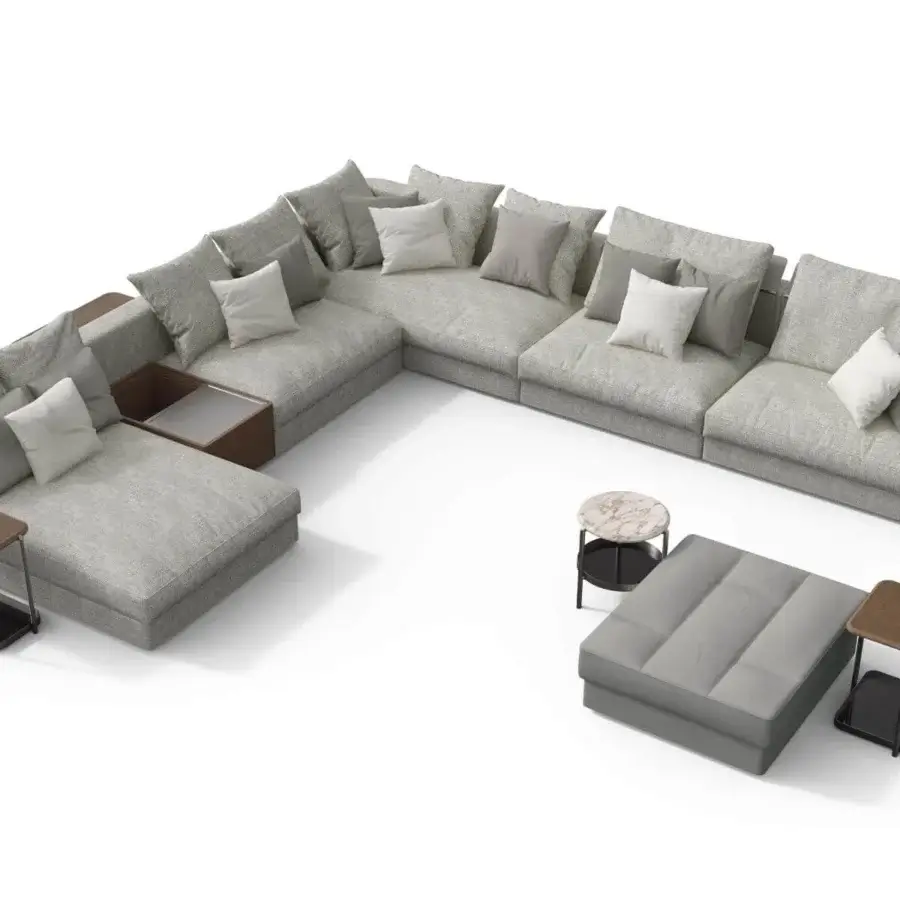 Exclusive Giorgetti Skyline coffee table with a rectangular wooden top and sleek black metal frame in a sophisticated brown finish