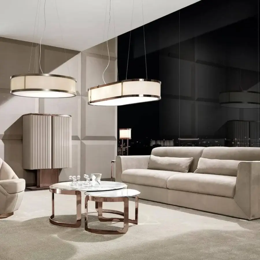 Exceptional DV Home Collection Royal lounge chair with a fan-shaped backrest and light beige textile upholstery with smooth finish