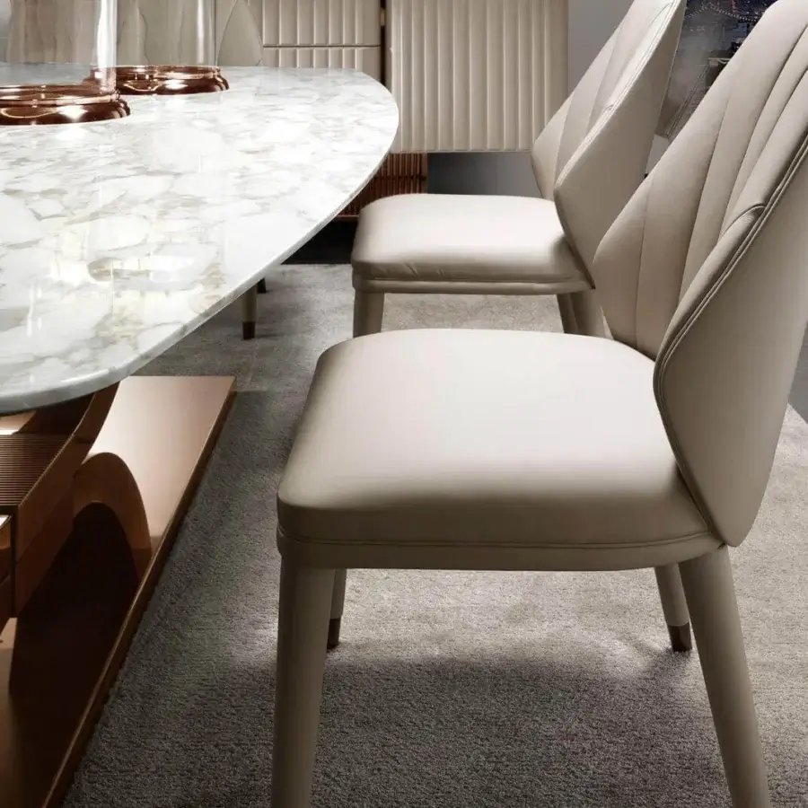Exclusive DV Home Collection Heritage table with a glossy oval marble top and light brown wood base crafted in Italy
