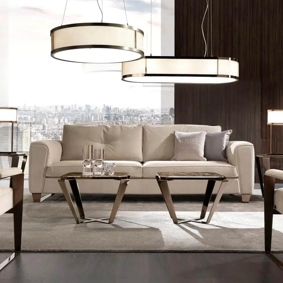 Exceptional DV Home Collection Beverly sofa crafted with solid wood and light beige textile upholstery with smooth matte finish